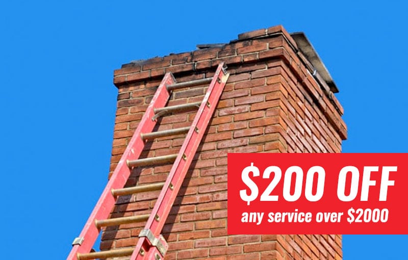 Chimney with Ladder and $200 Off Service Offer